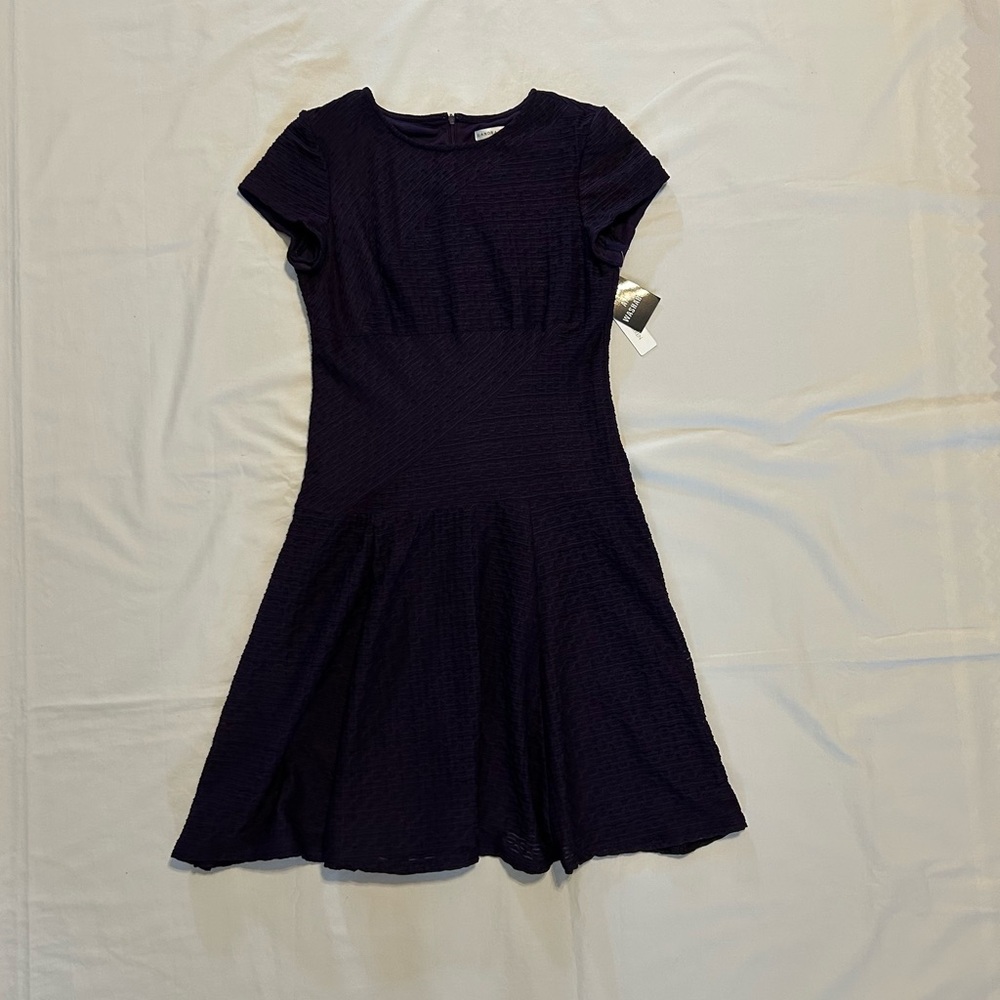 Sandra Darren Purple Fit and Flare Midi Dress